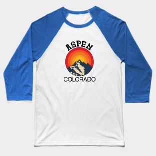 Aspen, Colorado, Colorado Lifestyle, Skiing, Snowboarding, Aspen Mountains, Retro Mountain Aspen Baseball T-Shirt